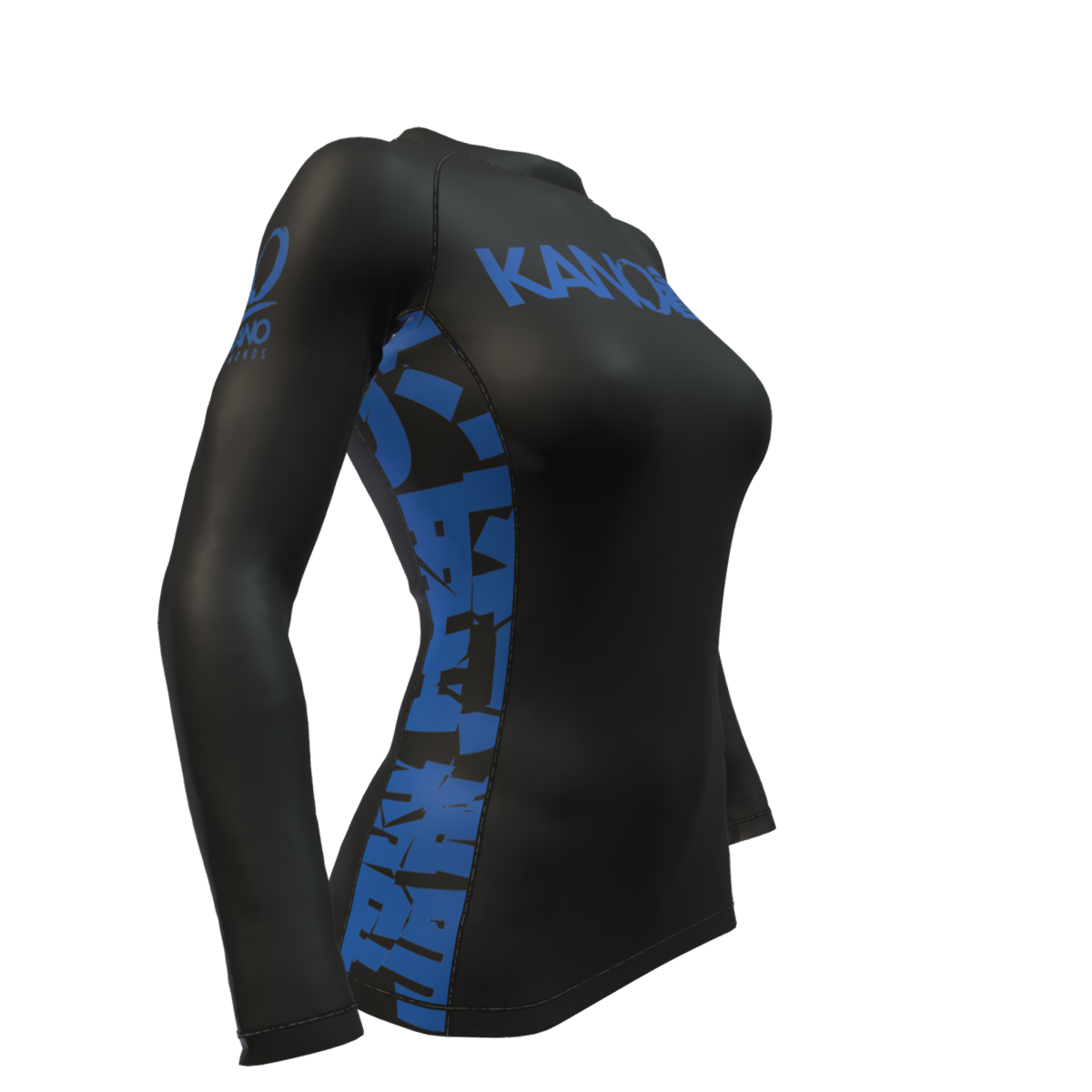 BJJ RASHGUARD DONNA COMPETITION CINTURA BLU MANICHE LUNGHE