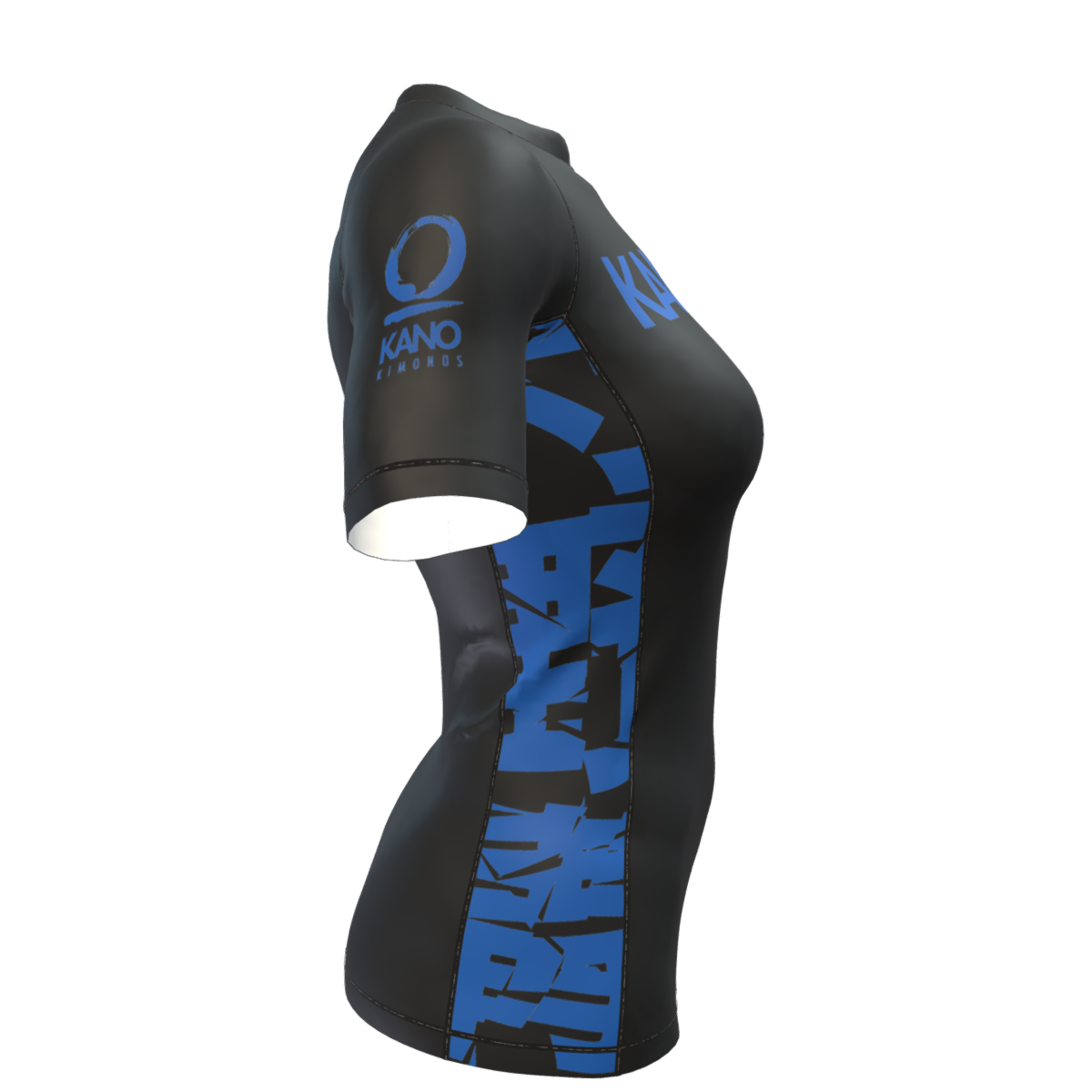 BJJ RASHGUARD DONNA COMPETITION CINTURA BLU MANICHE CORTE