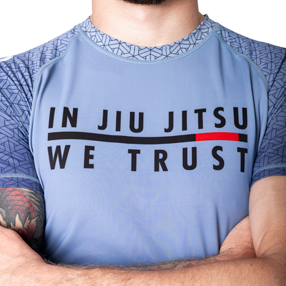 BJJ RASHGUARD IN JIU JITSU WE TRUST SHORT SLEEVES