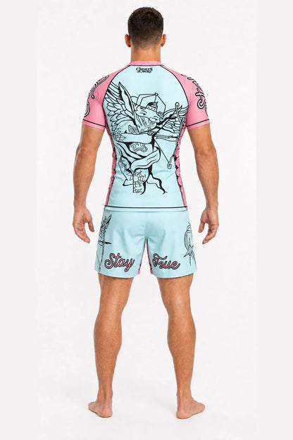 Chokes & More Stay True no-gi set worn by a man, back