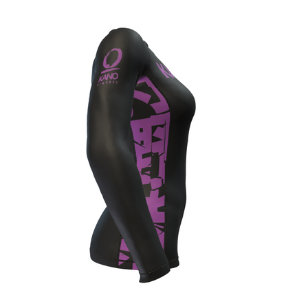 BJJ RASHGUARD DONNA COMPETITION CINTURA VIOLA MANICHE LUNGHE
