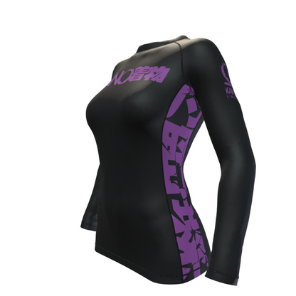 BJJ RASHGUARD DONNA COMPETITION CINTURA VIOLA MANICHE LUNGHE