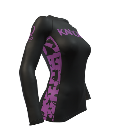 BJJ RASHGUARD DONNA COMPETITION CINTURA VIOLA MANICHE LUNGHE