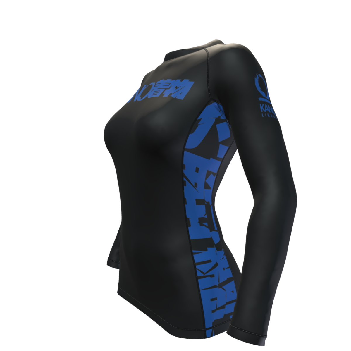 BJJ RASHGUARD DONNA COMPETITION CINTURA BLU MANICHE LUNGHE