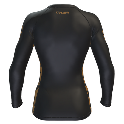BJJ RASHGUARD DONNA COMPETITION CINTURA MARRONE MANICHE LUNGHE