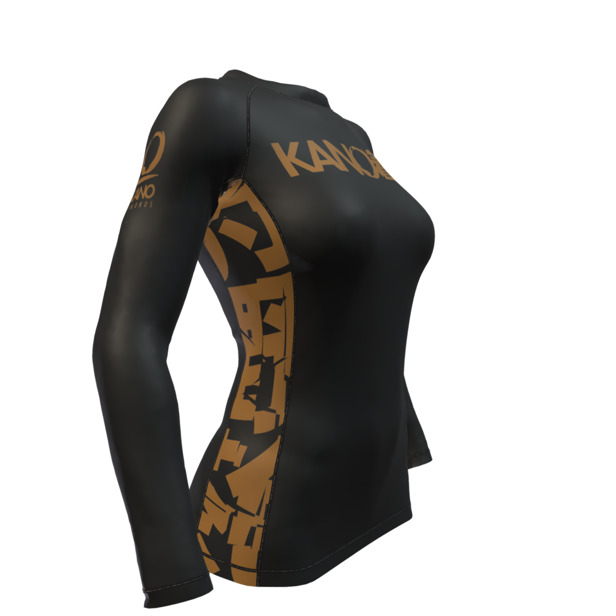 BJJ RASHGUARD DONNA COMPETITION CINTURA MARRONE MANICHE LUNGHE