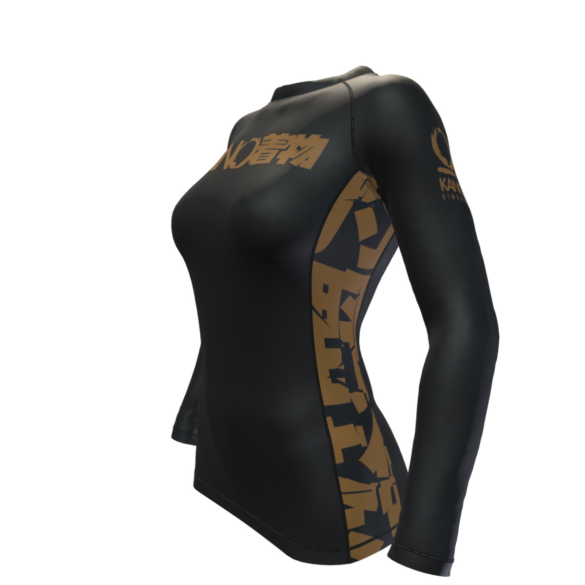 BJJ RASHGUARD DONNA COMPETITION CINTURA MARRONE MANICHE LUNGHE