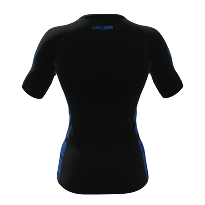 BJJ RASHGUARD DONNA COMPETITION CINTURA BLU MANICHE CORTE