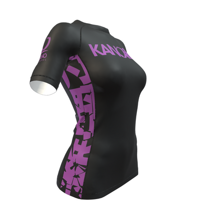 BJJ RASHGUARD DONNA COMPETITION CINTURA VIOLA MANICHE CORTE