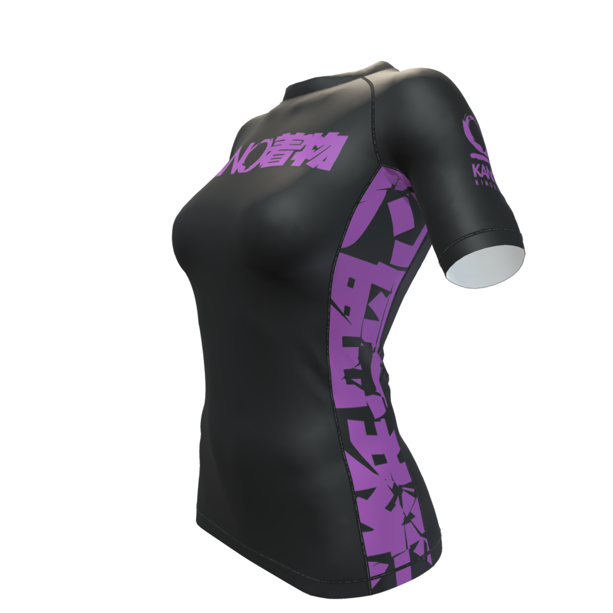BJJ RASHGUARD DONNA COMPETITION CINTURA VIOLA MANICHE CORTE