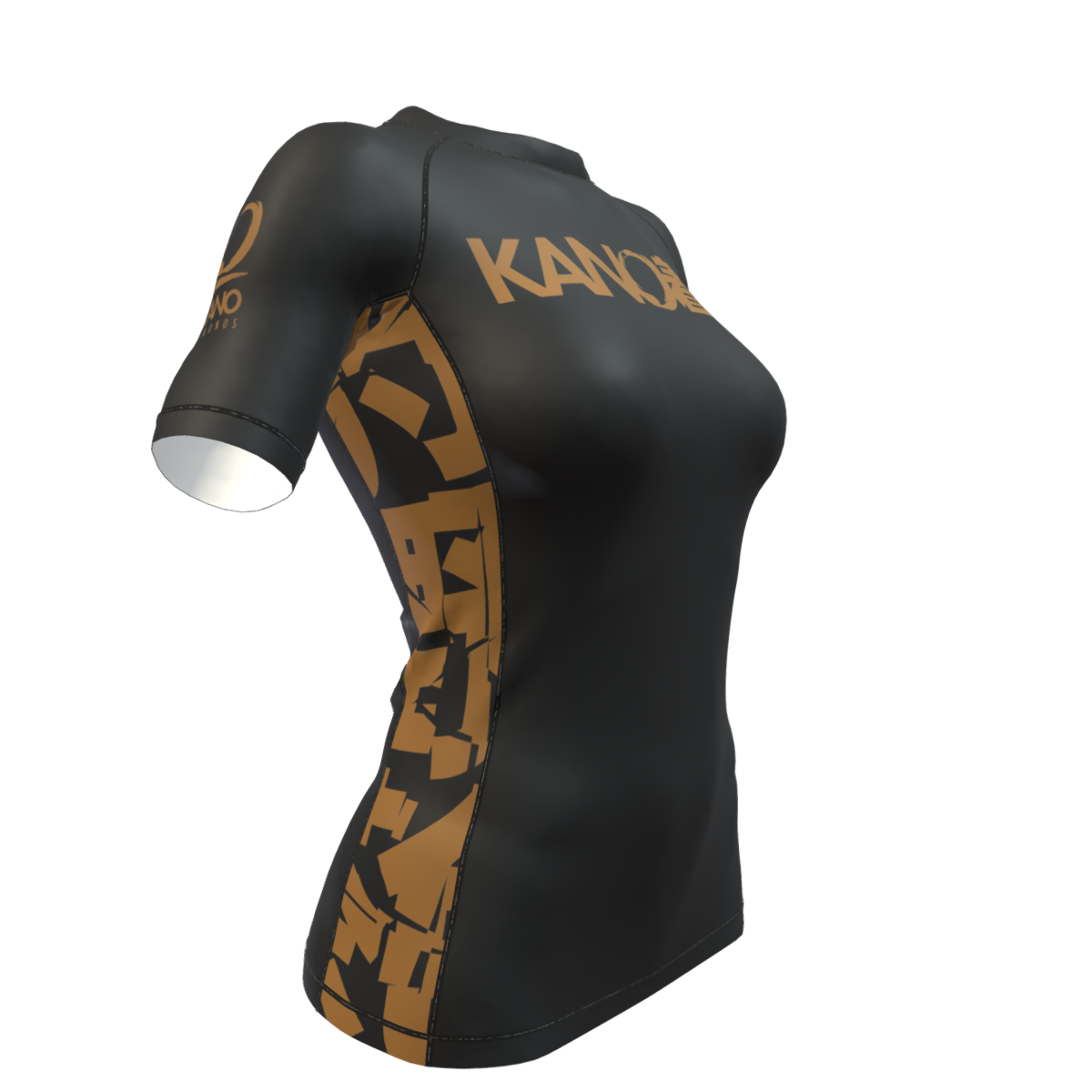 BJJ RASHGUARD DONNA COMPETITION CINTURA MARRONE MANICHE CORTE