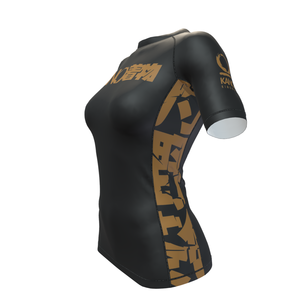 BJJ RASHGUARD DONNA COMPETITION CINTURA MARRONE MANICHE CORTE
