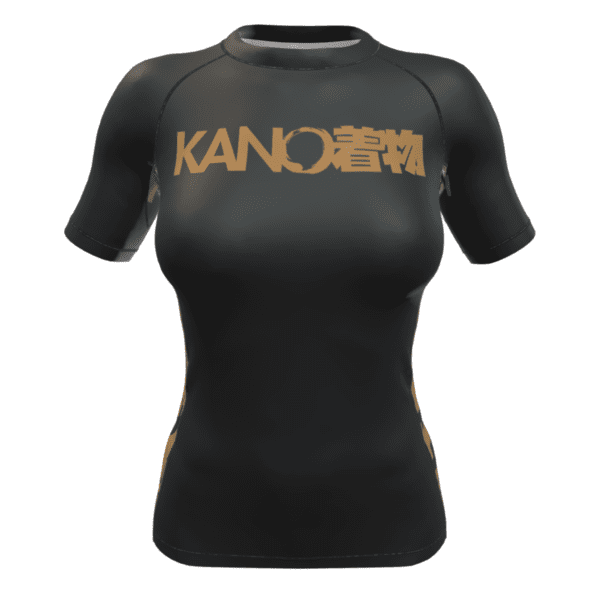 FEMALE RASHGUARD SHORT SLEEVES BROWN BELT